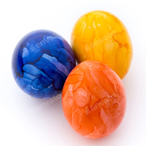 Preview: Bright, Colorful Easter Eggs In Isolated On White.