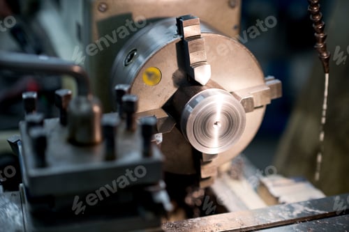 Preview: Old Metal Lathe Machine, Retro Machine Background.
