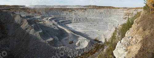 Preview: Stone Quarry With Working There Mining Technique - Detailed Panorama With High Resolution And
