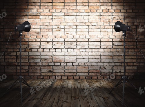 Preview: Photo Studio In Old Room With Brick Wall