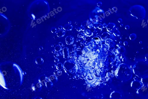 Preview: Abstract Toned Blue Background With Bubbles Of Water, Wallpaper Blank, Substrate For Text Or