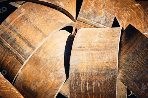 Preview: Round Steel Billets For Rolling Metal Pipes In A Warehouse Of Metal Products Stacked In The Open