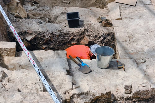 Preview: Archaeological Excavations Of Buildings Of Historical Heritage. Male Archaeologist Working