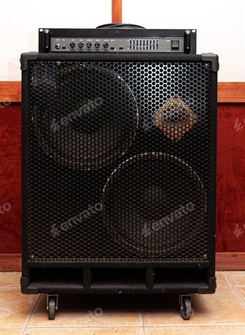 Preview: Front View Of Electric Bass Amplifier Music Studio And Stage Equipment No People