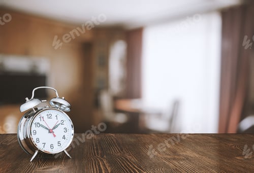 Preview: Clock On Wooden Table In The Living Room