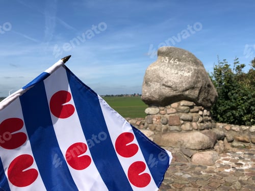 Preview: The Monument Of The Battle Of Warns With The Frisian Flag In Friesland The Netherlands