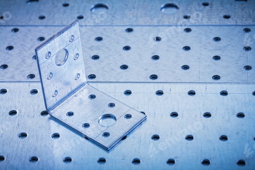 Preview: Drilled Angle Bar On Perforated Metallic Texture Construction Concept.