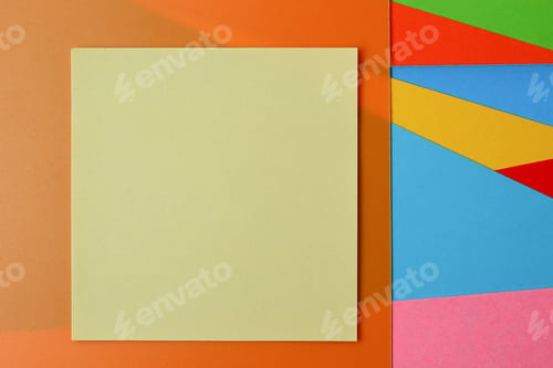 Preview: Sticker With Place For Text On A Bright And Colorful Background, Blank For Design With Copy Space