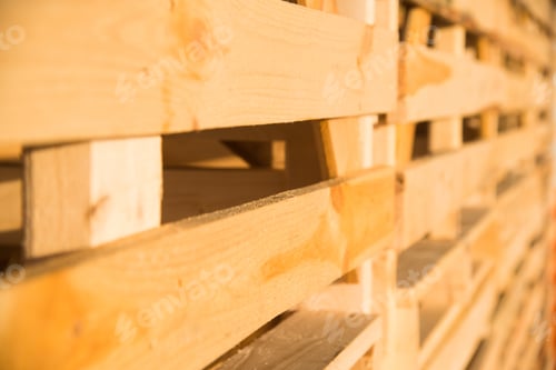 Preview: Folded Empty Wooden Boxes In Warehouses, Boxes Are Designed For Harvesting Fruits And Vegetables