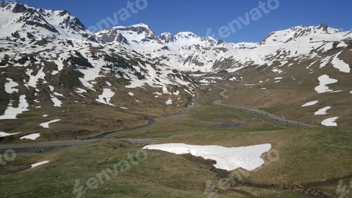 Preview: Snowy Mountain Landscape At Frontera Del Portalet In Spain