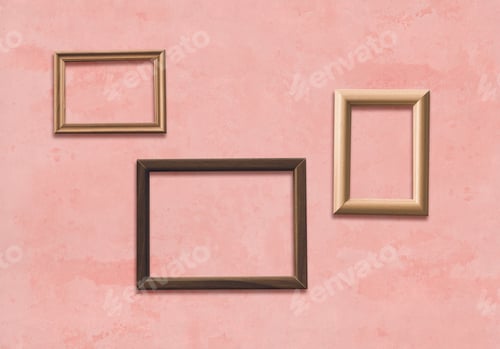Preview: Old Wooden Frames On Pink Wall