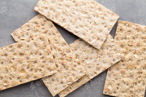 Preview: Stack Of Wholegrain Crispy Bread With Sunflower, Chia And Sesames Seeds