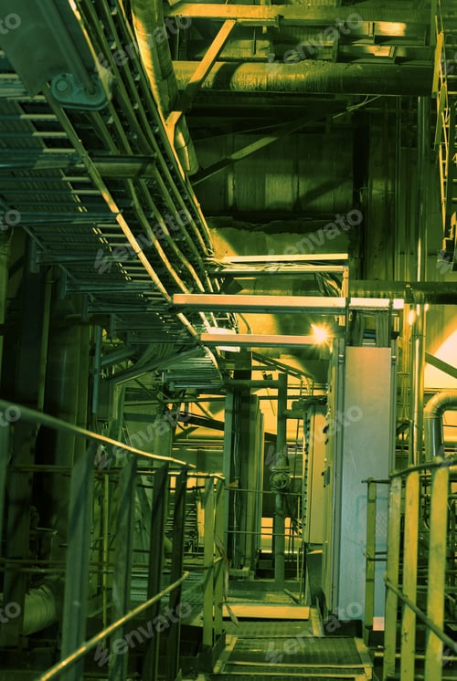 Preview: Pipes, Tubes, Machinery And Steam Turbine At A Power Plant