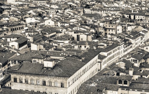 Preview: Rooftops Of Florence. Wonderful Medieval City Skyline At Dusk.