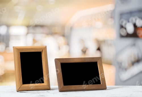 Preview: Photo Frames On The Wooden Table In The Living Room