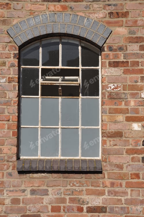 Preview: Vintage Wooden Window On A Brick Wall Building