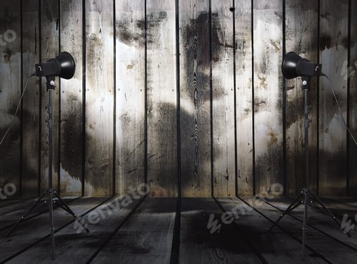 Preview: Photo Studio In Old Room With Wooden Wall