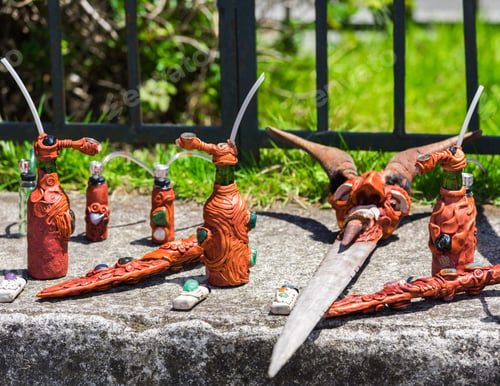 Preview: Local Handmade Souvenirs On The City Street, Puerto Montt, Chile. With Selective Focus