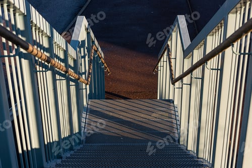 Preview: Stairs Going Down. Metal Railings.