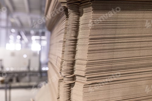 Preview: Perforated Sheets Of Corrugated Cardboard By Stack On Pallets - After Assembly It Will Be Cardboard