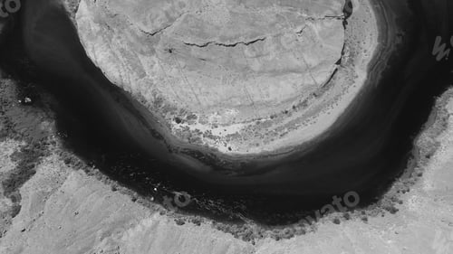 Preview: Black And White Aerial View Of Horseshoe Bend, Arizona.
