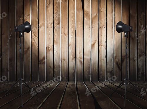 Preview: Photo Studio In Old Room With Wooden Wall