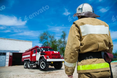 Preview: Firefighter In Action. Emergency Safety. Protection, Rescue From Danger