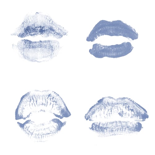Preview: Female Lips Lipstick Kiss Print Set For Valentine Day And Love Collection Isolated On White