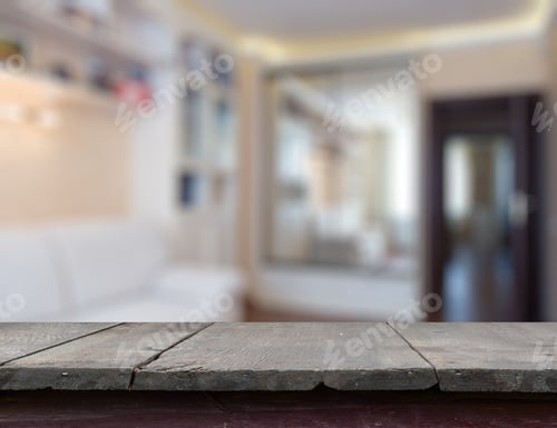 Preview: Old Vintage Wooden Table In The Living Room