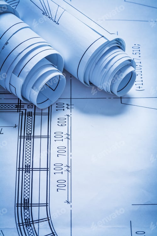 Preview: Rolls Of Construction Sketches Architecture And Building Concept