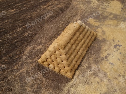 Preview: Aerial View Of Bales Of Straw From The Drone.