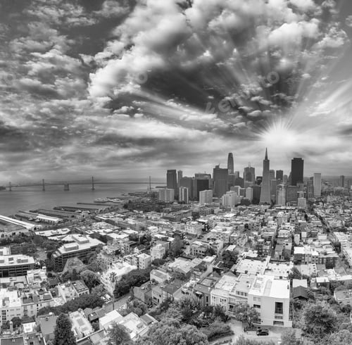 Preview: Beautiful Skyline Of San Francisco At Sunset, California.