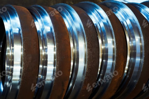 Preview: Closeup Of Round Steel Billets For The Manufacture Of Valves For The Gas And Oil Industry In A
