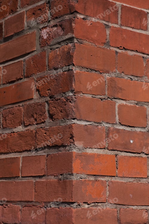 Preview: Corner Brick Wall, Red Old Brick, Angle