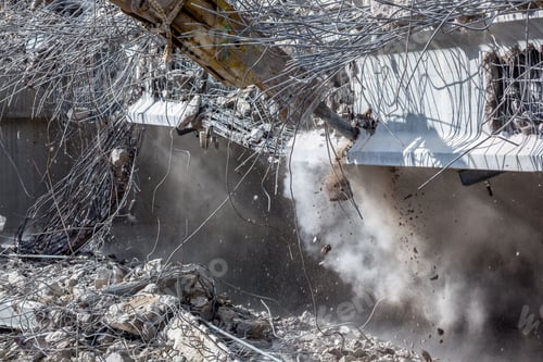 Preview: Professional Demolition Of Reinforced Concrete Structures Using Industrial Hydraulic Hammer. Rods
