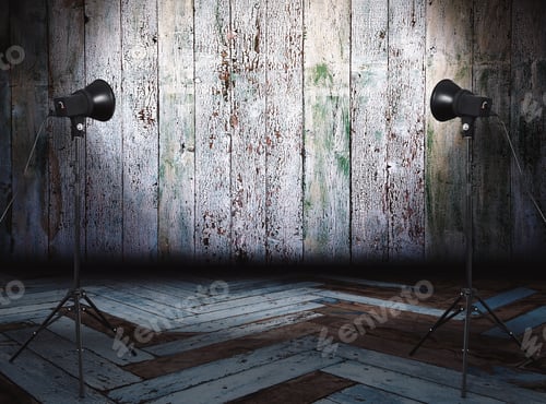 Preview: Photo Studio In Old Room With Wooden Wall