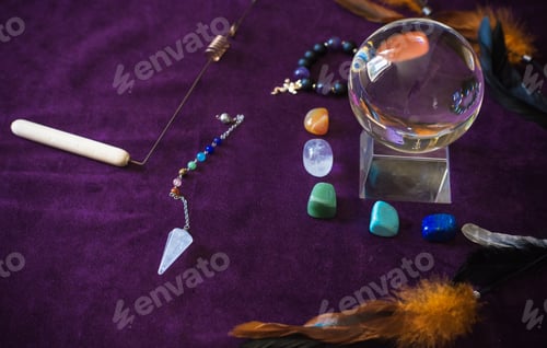 Preview: Magic Illustration, Mystical Atmosphere, Stuff On The Table, Esoteric Concept, Fortune Telling And