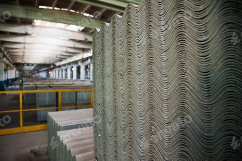 Preview: Asbestos Roof. Asbestos Cement Roofing Sheets, Corrugated Panels, Stacked.