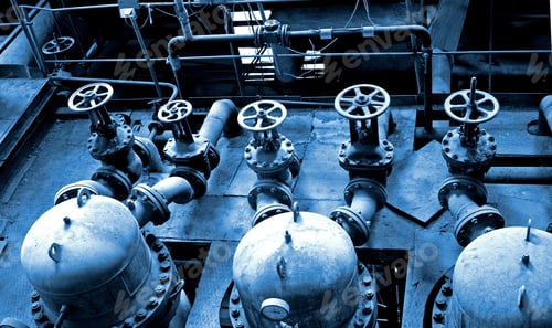 Preview: Industrial Zone, Steel Pipelines In Blue Tones