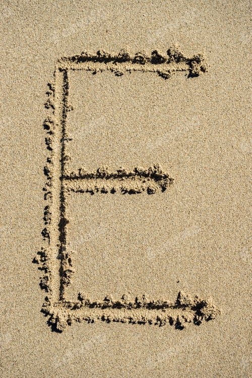Preview: Alphabet Beach Letters, Letter E Written In Sand.
