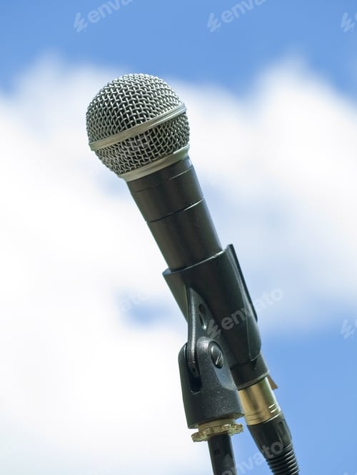 Preview: Single Microphone Against The Blue Sky With Clouds