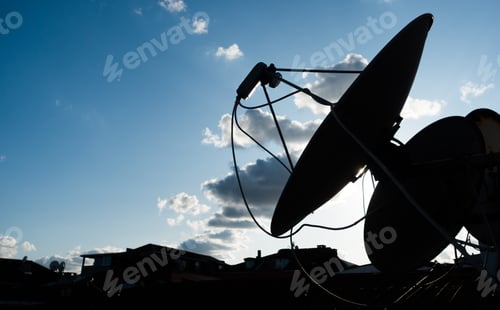 Preview: Tv Satellite Dishes On The Roofs - Silhouette