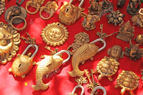 Preview: Original Locks For Doors In The Form Of Fish. Bronze. Gift Souvenir India Tibet.