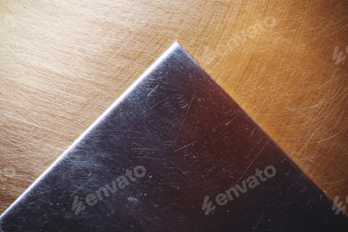 Preview: Steel On Bronze, Texture Background Of Scratched Metal Surfaces, Abstract Pyramid Metaphor