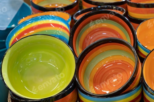 Preview: Plates And Utensils In A Self Service Store. Background