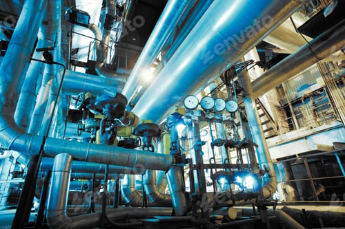 Preview: Industrial Zone, Steel Pipelines, Valves And Ladders