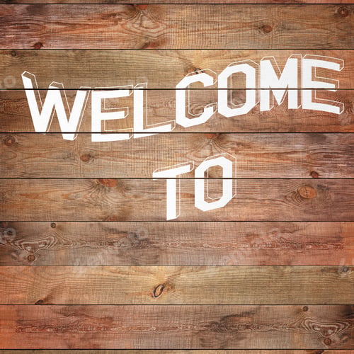 Preview: Vintage Welcome Sign On Natural Wooden Surface. Closeup.
