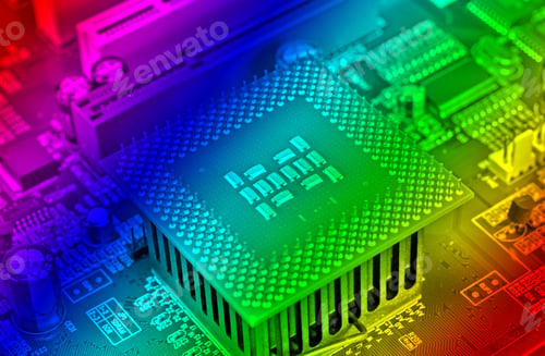 Preview: Macro View Of Cpu Pins And Circuit Mother Board