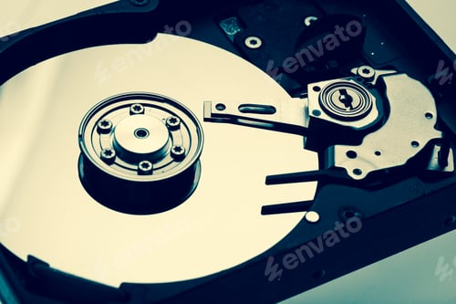 Preview: Color Picture With Details From Inside A Computer Hard Drive.