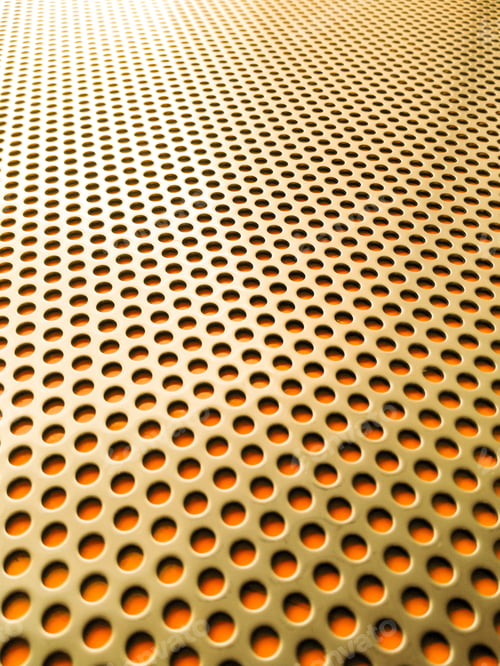 Preview: Yellow Gold Perforated Steel Plate For Background, Iron Perforated Sheet Metal.